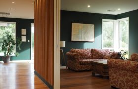 Widened entry hall leading into new living spaces at Tai Tapu family home